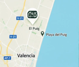 Mapa ilustrativo de El Puig, Playa del Puig y Valencia